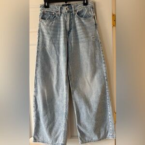 Wide Leg Light Wash Denim Jeans